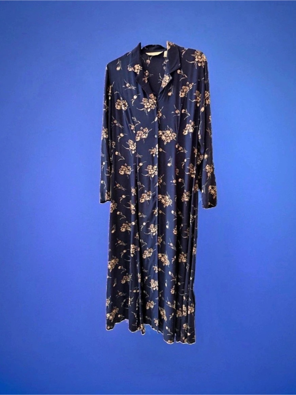 Eddie Bauer Vtg multicolor Floral Maxi Dress in Blue Size Medium 53” Long